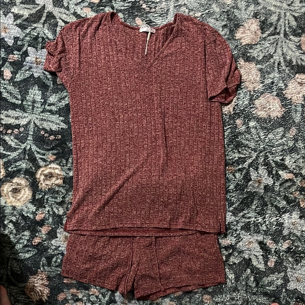 Women's Red Short Sleeve Sleep Set